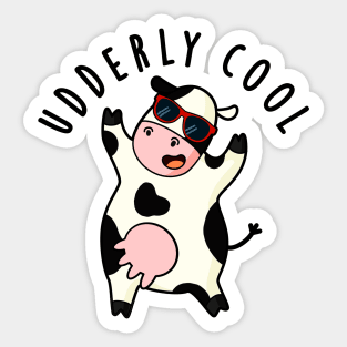 Udderly Cool Cute Cow Pun Sticker